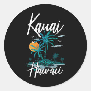 Familjevacation Retro Sunset Hawaii Kauai Runt Klistermärke