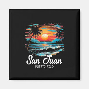 Familjevacation Retro Sunset Puerto Rico San Juan Magnet