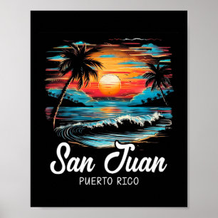 Familjevacation Retro Sunset Puerto Rico San Juan Poster