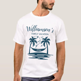 Familjevacering av Beach Handflatan Träd Hammock T Shirt