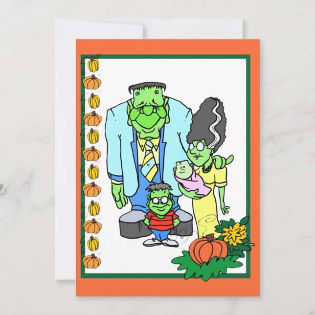 Familjevänlig Halloweenfest Kostymfest Inbjudningar (Framsida)