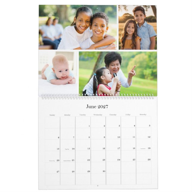Familjevänner Blå Anpassningsbar Multi Foto Kalender (Jun 2027)