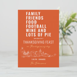 Familjevänner Food Football Vin Paj Thanksgiving Inbjudningar