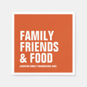 Familjevänner och Thanksgiving för orange av liv Pappersservett