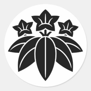 [Familjevapen] Gentianablommor och bambu Runt Klistermärke