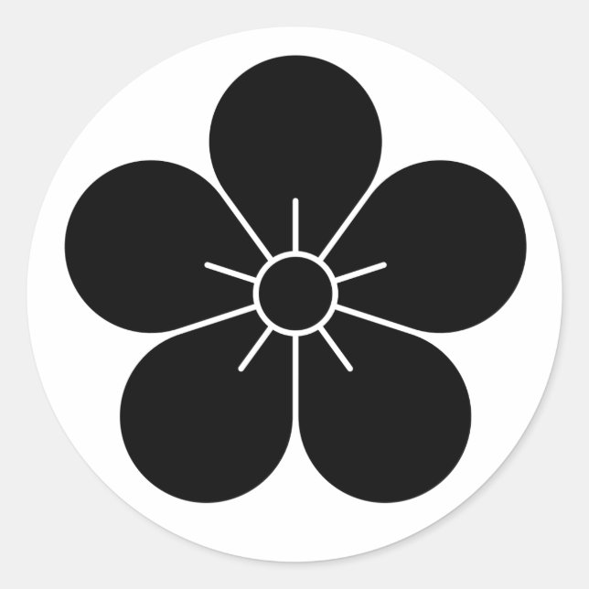 [Familjevapen] Plommonblomma Runt Klistermärke (Framsida)