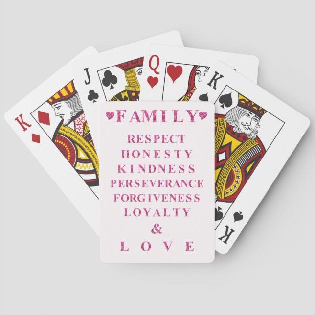 Familjevärden spelnatt, Rosa Hearts & Lettering Casinokort (Baksidan)