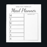 Familjeveckomålsplanerare Anteckningsblock<br><div class="desc">Personlig Family Weekly Meal Planner. Skapa en måltidsplanerare för anpassningsbarna till ditt familjekök. Planer för måltid mellan skriva och rum för varje veckodag. Lägg även till livsmedel och mer i organisatören av inköpslistan. Har modern minimal svartvit design och kalligrafi av söt.</div>