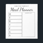 Familjeveckomålsplanerare Anteckningsblock<br><div class="desc">Personlig Family Weekly Meal Planner. Skapa en måltidsplanerare för anpassningsbarna till ditt familjekök. Planer för måltid mellan skriva och rum för varje veckodag. Lägg även till livsmedel och mer i organisatören av inköpslistan. Har modern minimal svartvit design och kalligrafi av söt.</div>