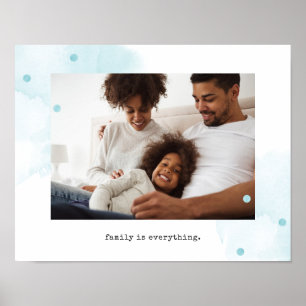 Familjfoto med blåttvattenfärgbrytningar poster
