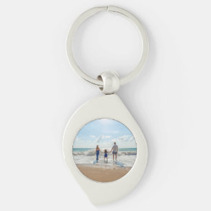 Familjfoto Swirl Silverfärgad Nyckelring