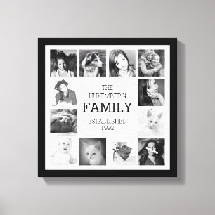 Familjfotominnen med monogrammärkning canvastryck