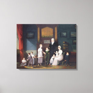 Familjgrupp i en insida, c.1800 canvastryck