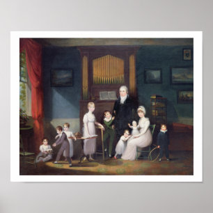 Familjgrupp i en insida, c.1800 poster