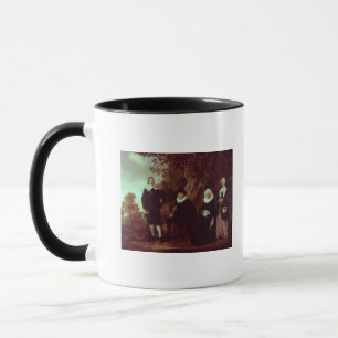 Familjgrupp i en landskap mugg