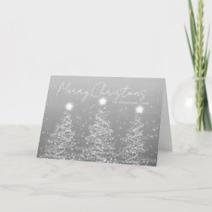 Familjjul Sparkly Julafton Träd Silver Helgkort