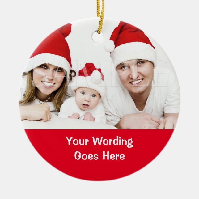 Familjjulfotoet Julhälsningar julafton Julgransprydnad Keramik (Framsidan)