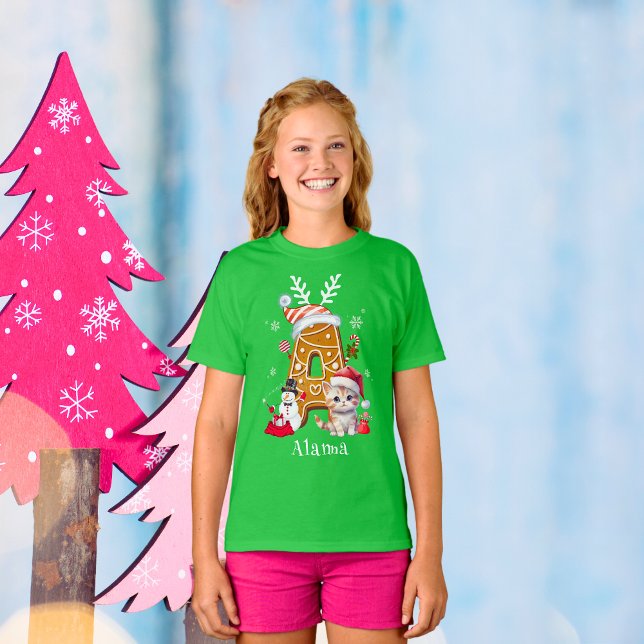 Familjjultomten Gingerbröd Brev A Girl T Shirt (Skapare uppladdad)