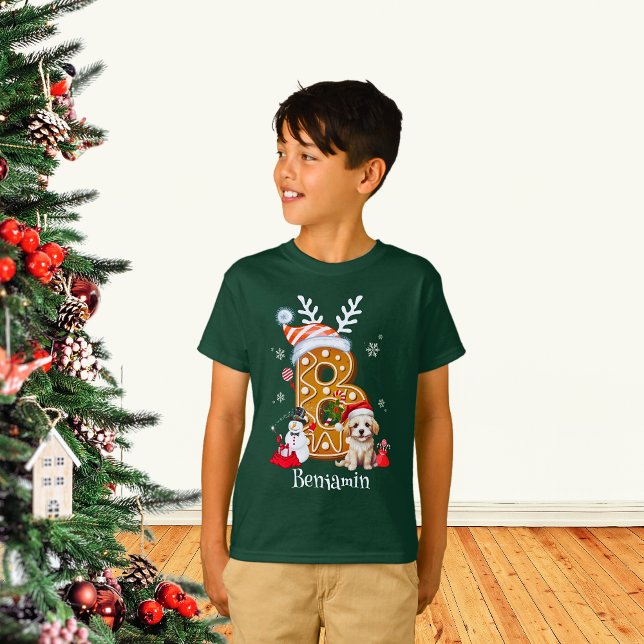 Familjjultomten Gingerbröd Brev Boy T Shirt (Skapare uppladdad)