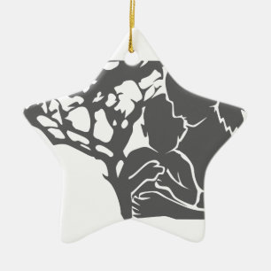 familjkärlek/mor och barn julgransprydnad keramik