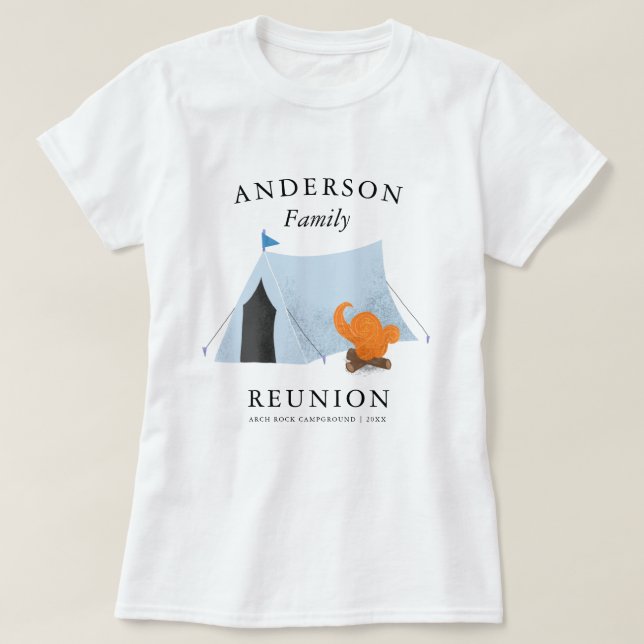 Familjmöte som campar resa t shirt (Design framsida)