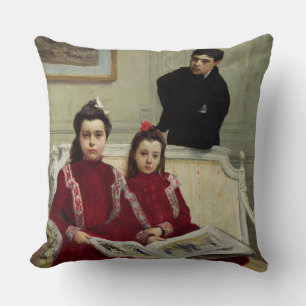 Familjporträtt av en pojke och hans två Syster, Kudde