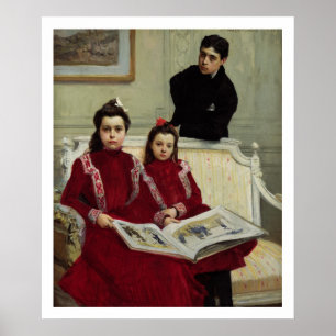 Familjporträtt av en pojke och hans två Syster, Poster