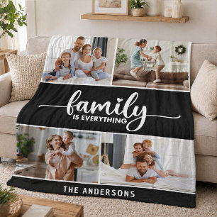 Familjskripttypografi fotokollektion fleecefilt