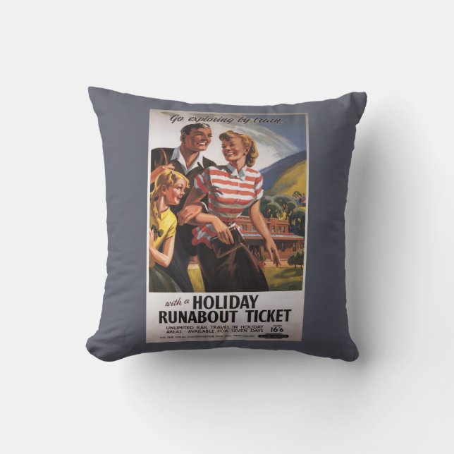 FamiljTrio på helgdagRunaboutbesparingar Kudde (Framsida)