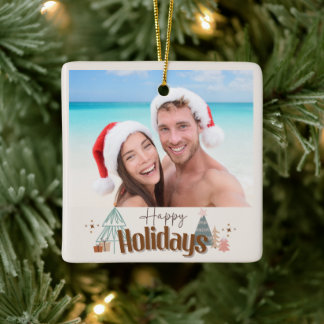 Familjvänner till julen - modern träd-kerami julgransprydnad keramik