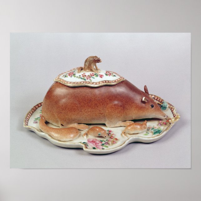 Famille ro sauce tureen and cover modellerad poster (Framsidan)