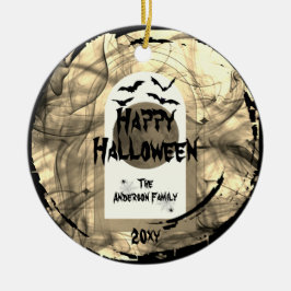 Familly Photo Keepsaky Spooky Happy halloween Julgransprydnad Keramik