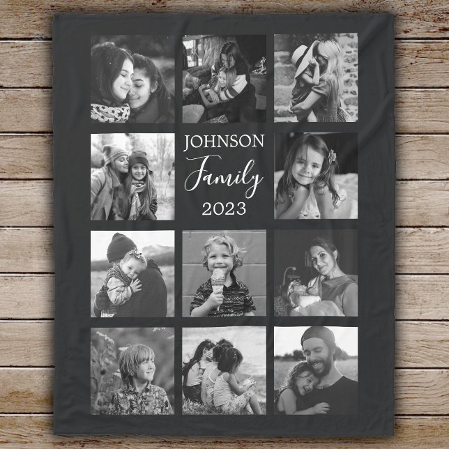 Family 11 Photo Collage Black Fleece Blanket (Skapare uppladdad)