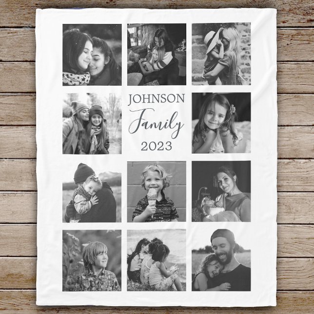 Family 11 Photo Collage Black Fleece Blanket (Skapare uppladdad)
