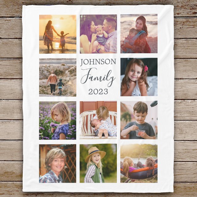 Family 11 Photo Collage Black Fleece Blanket (Skapare uppladdad)