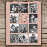 Family 11 Photo Collage Dusty Rosa Fleece Blanket<br><div class="desc">Fotografifiltret i personligens elegant har en dammig bakgrund i rosan som kan ändras till vilken färg som helst. Lägg bara till 11 foton efter eget val och din egen personlig i handskriven manusgrafi och modern snyggt. Gör en underbar keepsaksgåva till dig själv, din familj och dina vänner. Perfekt jul helgdag,...</div>