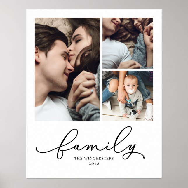 Family 16 x 20 3-fotokollage poster (Framsidan)