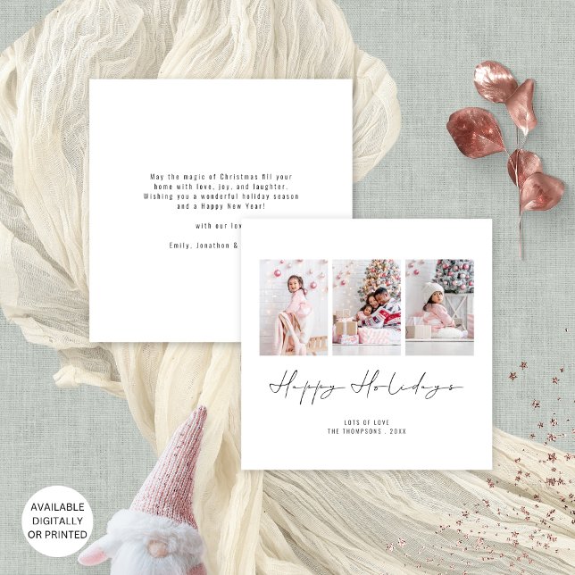 Family 3 Foton, jul, Glad helg Julkort (Front and back view. Available digitally or printed)