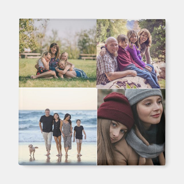 Family 4-fotot Skapar dig själv Magnet (Framsidan)
