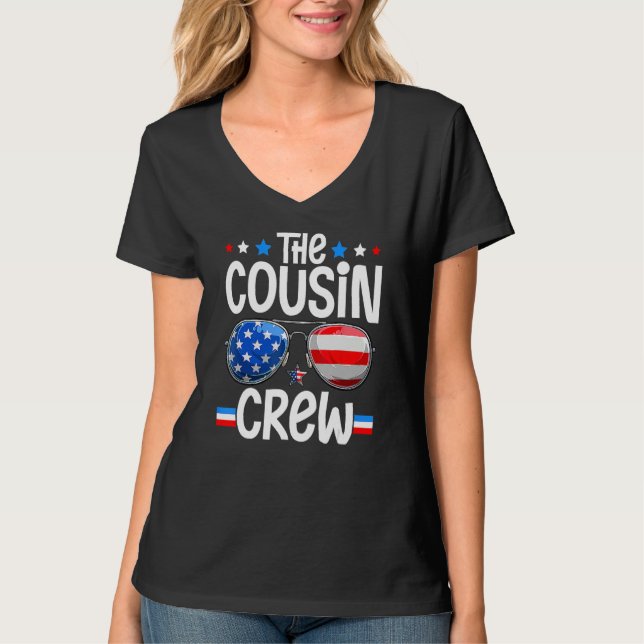 Family 4th Of July Ing Cousin Crew American Flag T Shirt (Framsida)