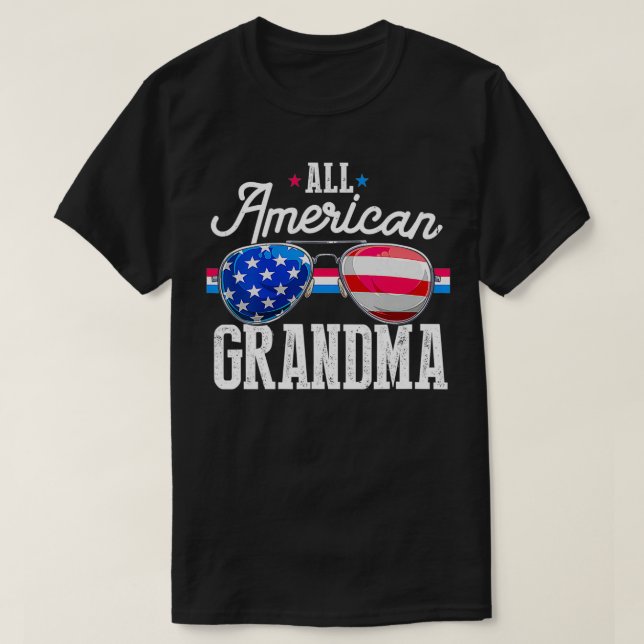 Family 4th Of July s Matching Grandma American Fla T Shirt (Design framsida)