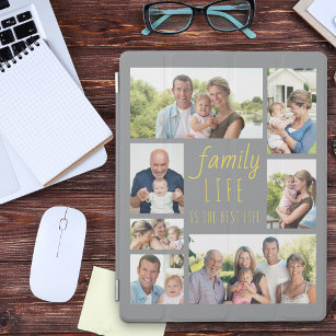 Family 7 Photo Collage Grått och Gult iPad Skydd