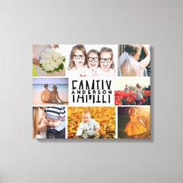 Family 8 Photo Collage Template Plus Add Namn V1 Canvastryck