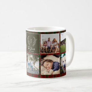 Family 9-fotokollage monogram namn personlig kaffemugg