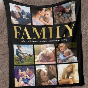 Family 9 Photo Collage Mysigt Fleecefilt