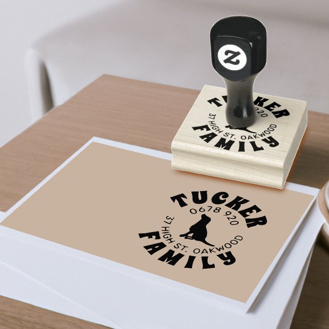 FAMILY Adress Hund Image Rubber Frimärke Stämpel (Skapare uppladdad)