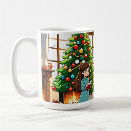 Family around the fireplace at Christmas - Mug Kaffemugg