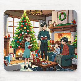 Family around the fireplace at Christmas Musmatta