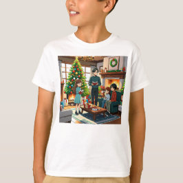 Family around the fireplace at Christmas T Shirt