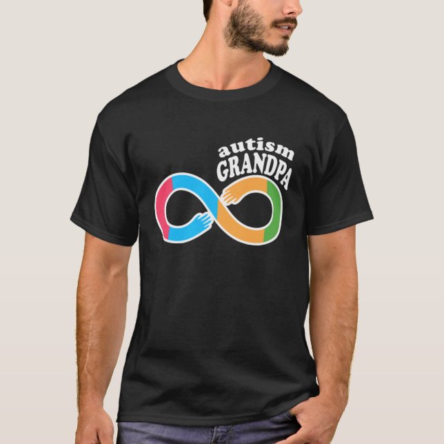 Family Autism Awareness Grandpa Rainbow Infinity S T Shirt (Framsida)